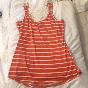 Hot Kiss Summery Lace Back Striped Top Size Small